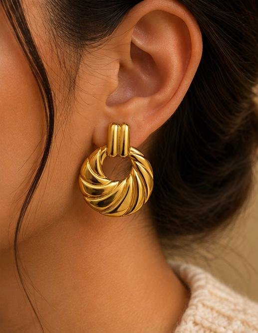Golden Swirl Hoops