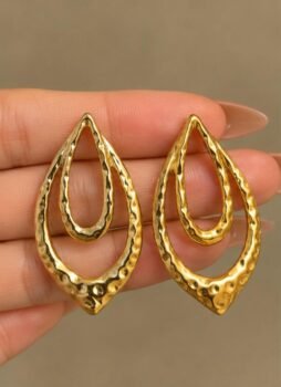 Gold Hammered Teardrop