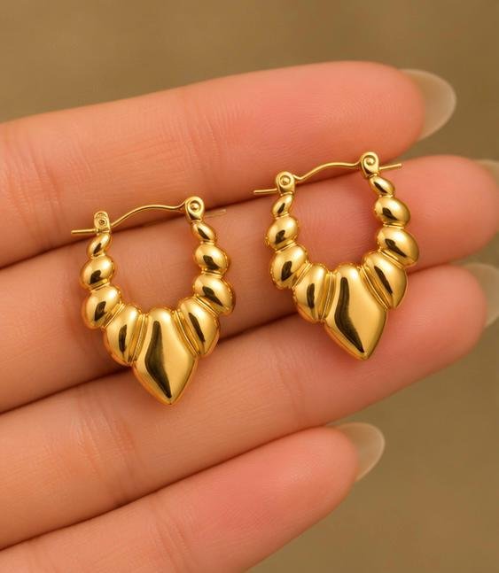 Golden Petal Charm Hoops - Image 2