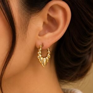 Golden Petal Charm Hoops