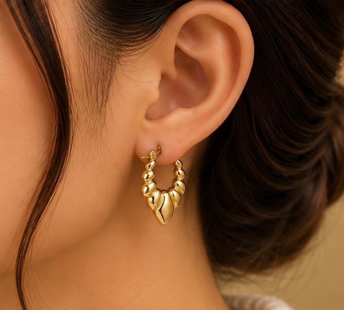 Golden Petal Charm Hoops