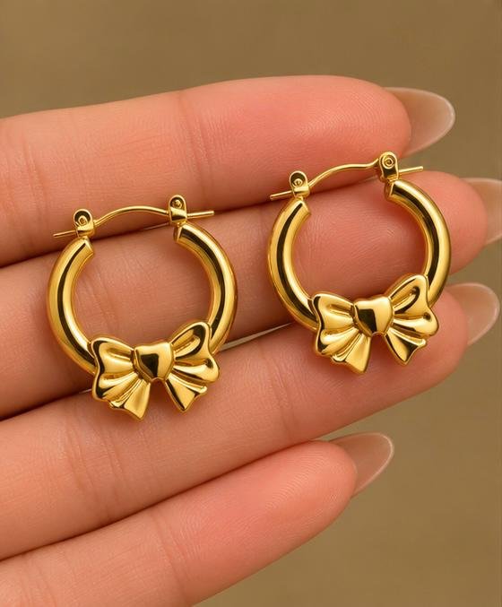 Golden Bow Hoops - Image 2