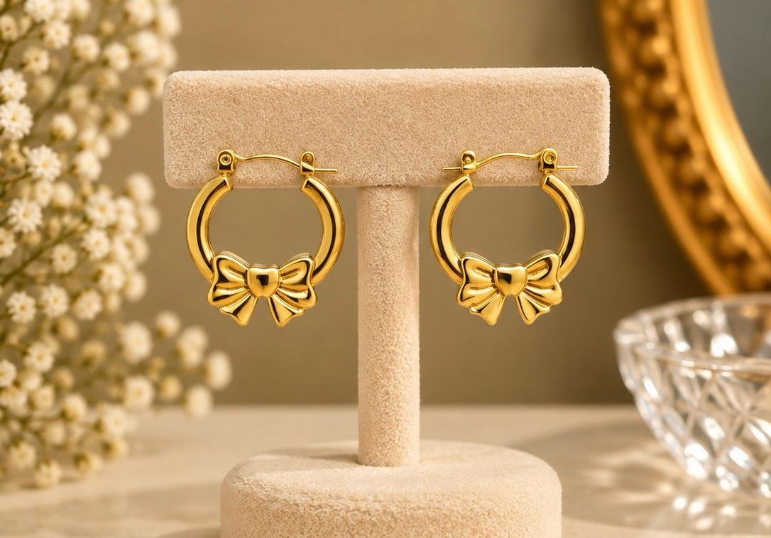 Golden Bow Hoops - Image 3