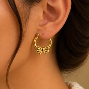 Golden Bow Hoops