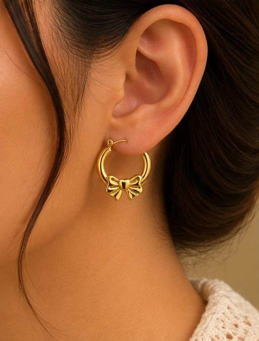 Golden Bow Hoops
