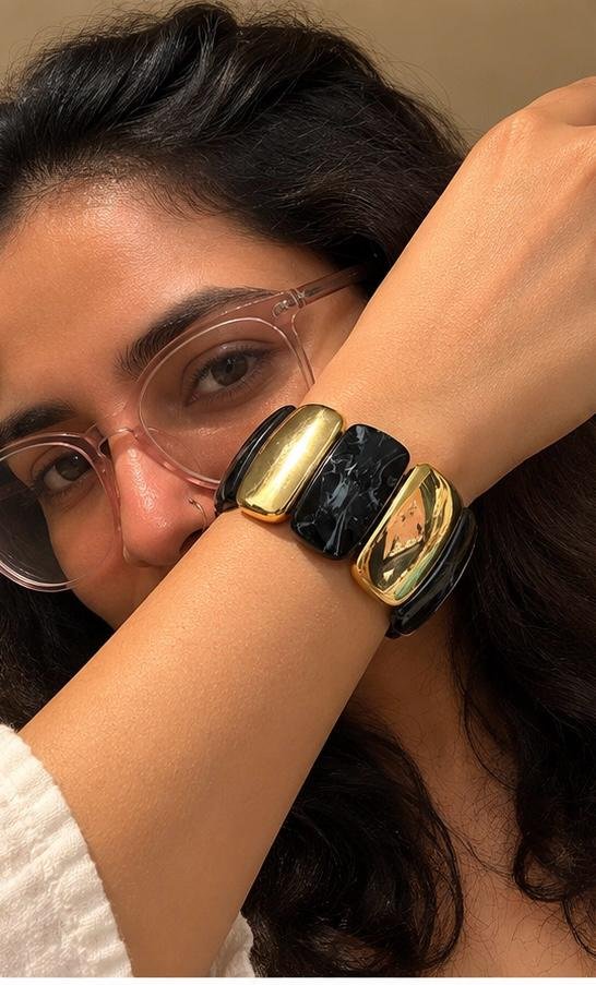 Midnight Gold Statement Bracelet