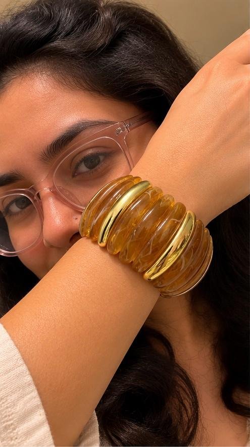 Honey Amber Luxe Cuff Bracelet